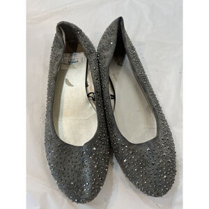 Nicole Ediie STUD BALLET FLAT LOAFERS SLIDES 10W grey silver
